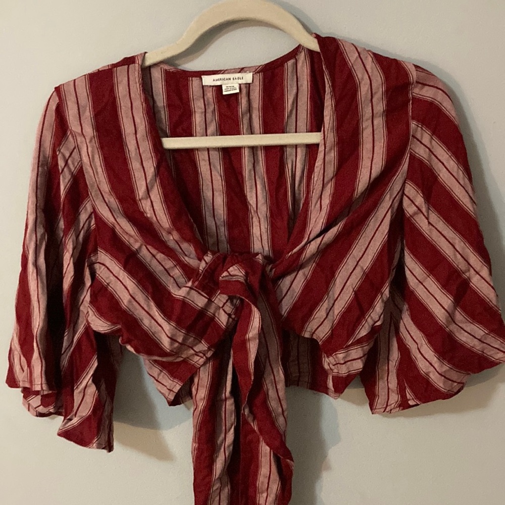 red stripped tie crop top